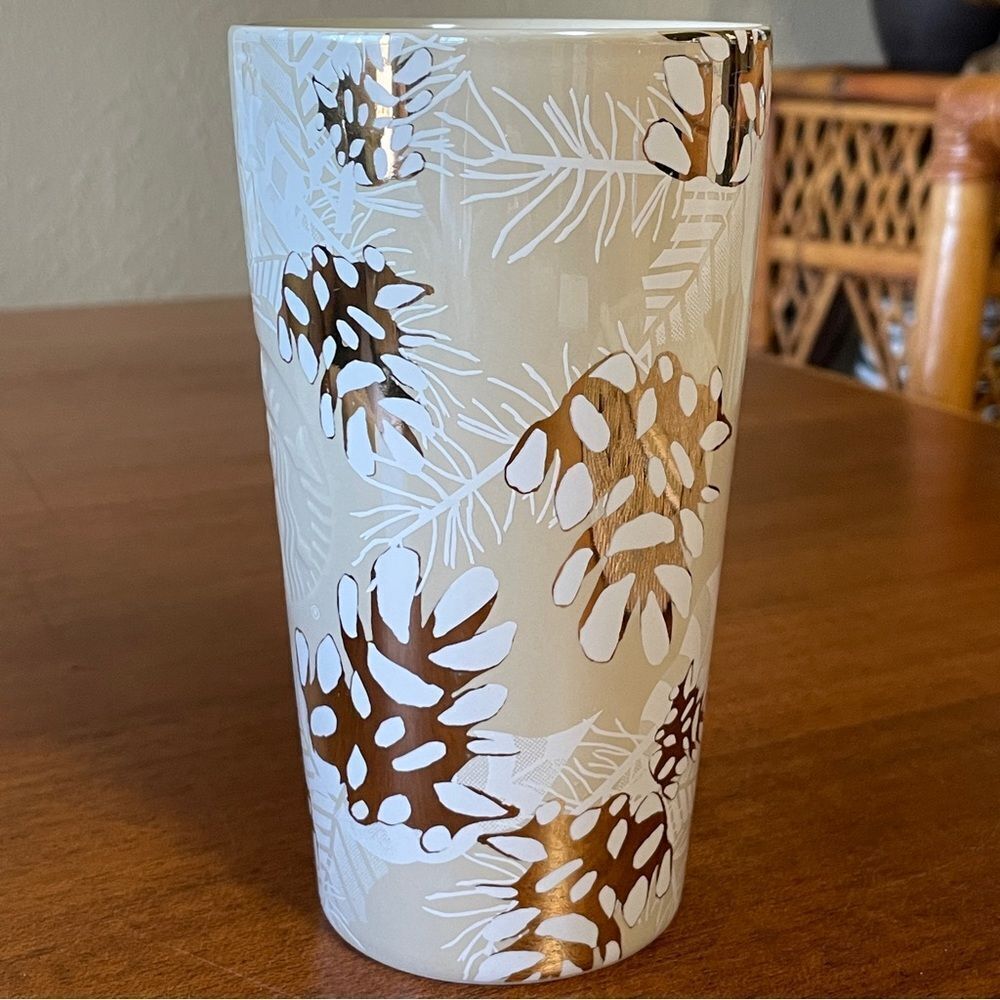 Starbucks 2020 Holiday Pinecone Ceramic Tumbler with Leaf Design 12 oz. - Picture 6 of 11